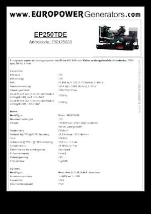 Stromerzeuger, Diesel Europower EP250TDE (MA)