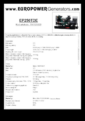 Stromerzeuger, Diesel Europower EP250TDE (MA)