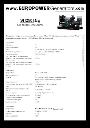 Stromerzeuger, Diesel Europower EP250TDE (MA)