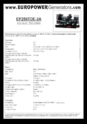 Stromerzeuger, Diesel Europower EP250TDE-3A (LS)