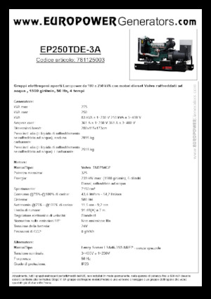 Stromerzeuger, Diesel Europower EP250TDE-3A (LS)