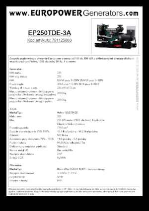 Stromerzeuger, Diesel Europower EP250TDE-3A (MA)