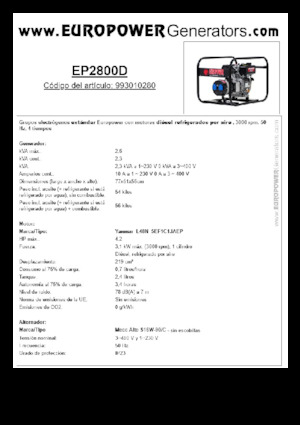 Stromerzeuger, Diesel Europower EP2800D (MA)
