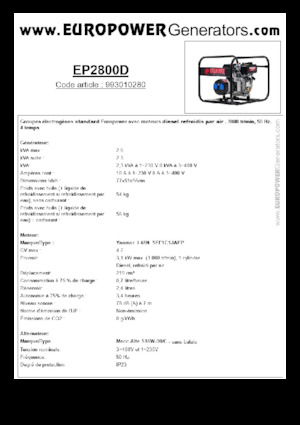 Stromerzeuger, Diesel Europower EP2800D (MA)