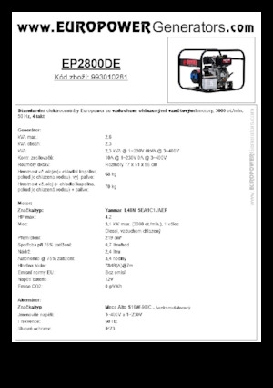 Stromerzeuger, Diesel Europower EP2800DE (MA)