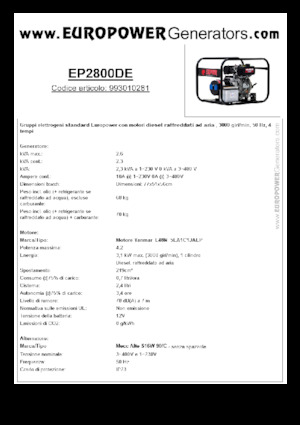 Stromerzeuger, Diesel Europower EP2800DE (MA)
