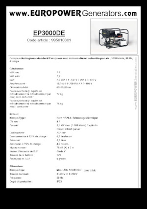 Stromerzeuger, Diesel Europower EP3000DE (MA)