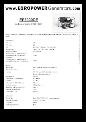 Stromerzeuger, Diesel Europower EP3000DE (MA)