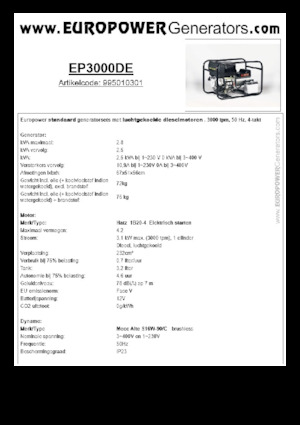 Stromerzeuger, Diesel Europower EP3000DE (MA)