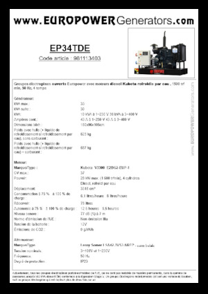 Stromerzeuger, Diesel Europower EP34TDE (LS)