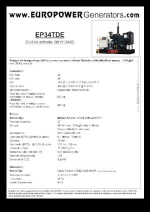 Stromerzeuger, Diesel Europower EP34TDE (LS)