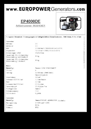 Stromerzeuger, Diesel Europower EP4000DE (S)