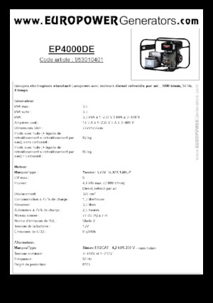 Stromerzeuger, Diesel Europower EP4000DE (S)