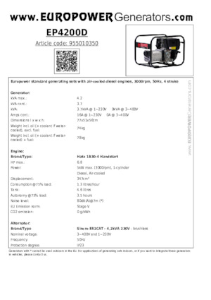 Stromerzeuger, Diesel Europower EP4200D (S)