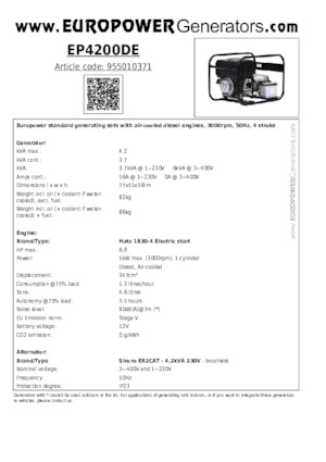 Stromerzeuger, Diesel Europower EP4200DE (S)
