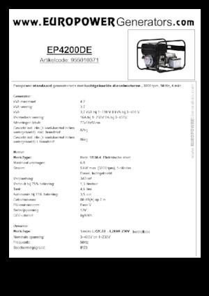 Stromerzeuger, Diesel Europower EP4200DE (S)
