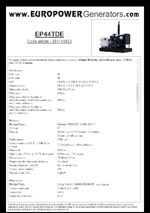 Stromerzeuger, Diesel Europower EP44TDE (LS)