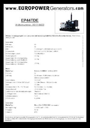 Stromerzeuger, Diesel Europower EP44TDE (MA)