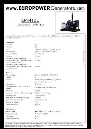 Stromerzeuger, Diesel Europower EP44TDE (MA)