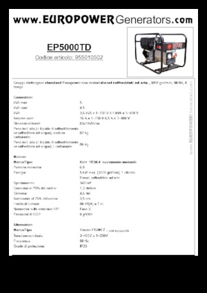 Stromerzeuger, Diesel Europower EP5000TD (S)