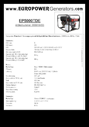 Stromerzeuger, Diesel Europower EP5000TDE (S)