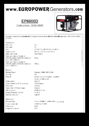 Stromerzeuger, Diesel Europower EP6000D (S)