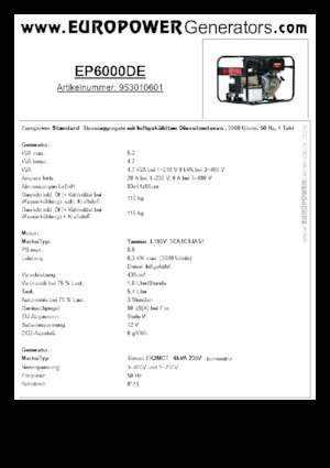 Stromerzeuger, Diesel Europower EP6000DE (S)