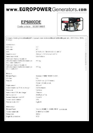 Stromerzeuger, Diesel Europower EP6000DE (S)