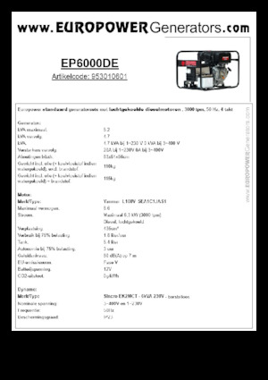 Stromerzeuger, Diesel Europower EP6000DE (S)