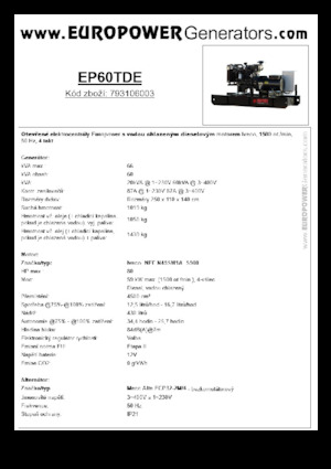 Stromerzeuger, Diesel Europower EP60TDE (MA)