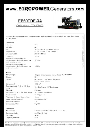 Stromerzeuger, Diesel Europower EP60TDE-3A (LS)