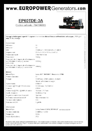 Stromerzeuger, Diesel Europower EP60TDE-3A (LS)