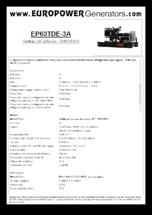 Stromerzeuger, Diesel Europower EP60TDE-3A (MA)