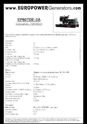 Stromerzeuger, Diesel Europower EP60TDE-3A (MA)