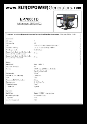 Stromerzeuger, Diesel Europower EP7000TD (S)