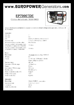 Stromerzeuger, Diesel Europower EP7000TDE (S)