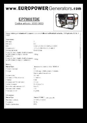 Stromerzeuger, Diesel Europower EP7000TDE (S)