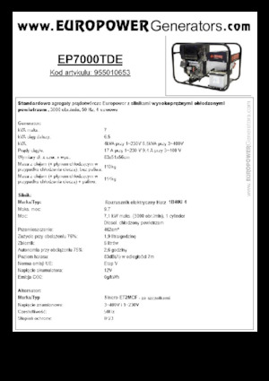 Stromerzeuger, Diesel Europower EP7000TDE (S)