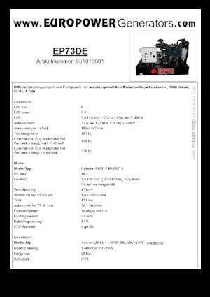Stromerzeuger, Diesel Europower EP73DE (S)