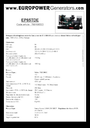 Stromerzeuger, Diesel Europower EP85TDE (LS)