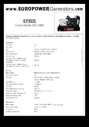 Stromerzeuger, Diesel Europower EP8DE (S)
