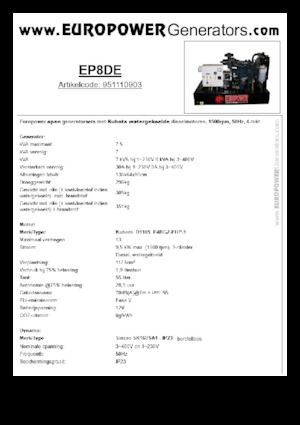 Stromerzeuger, Diesel Europower EP8DE (S)