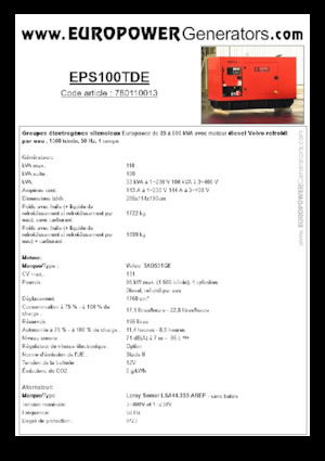 Stromerzeuger, Diesel Europower EPS100TDE (LS)