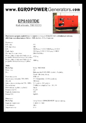 Stromerzeuger, Diesel Europower EPS100TDE (LS)