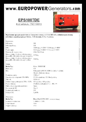 Stromerzeuger, Diesel Europower EPS100TDE (MA)