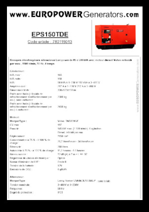 Stromerzeuger, Diesel Europower EPS150TDE (LS)