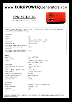 Stromerzeuger, Diesel Europower EPS150TDE-3A (MA)