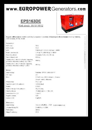 Stromerzeuger, Diesel Europower EPS163DE (S)