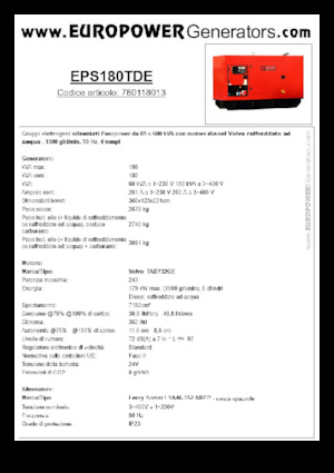 Stromerzeuger, Diesel Europower EPS180TDE (LS)