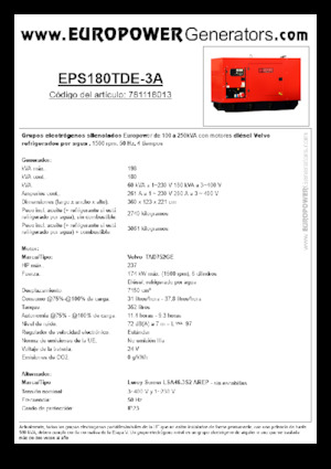 Stromerzeuger, Diesel Europower EPS180TDE-3A (LS)